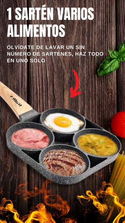 👩🏽🍳SARTÉN ANTIADHERENTE 4 ESPACIOS💥
