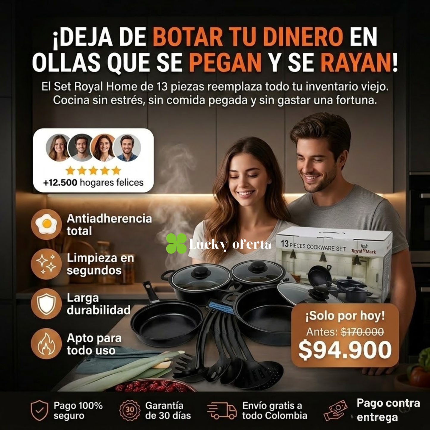 Juego de ollas 13 piezas Royal Home- antiadherente