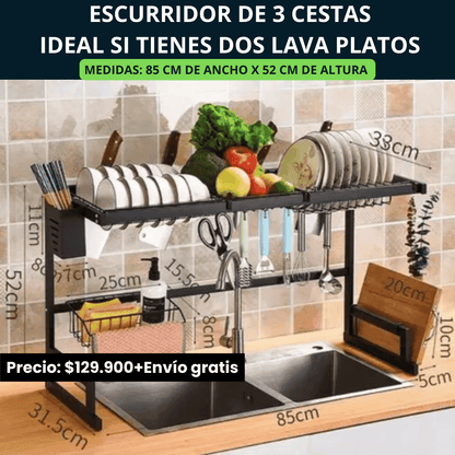 Escurridor y organizador de platos-DrainerPlus Original De Acero Inoxidable