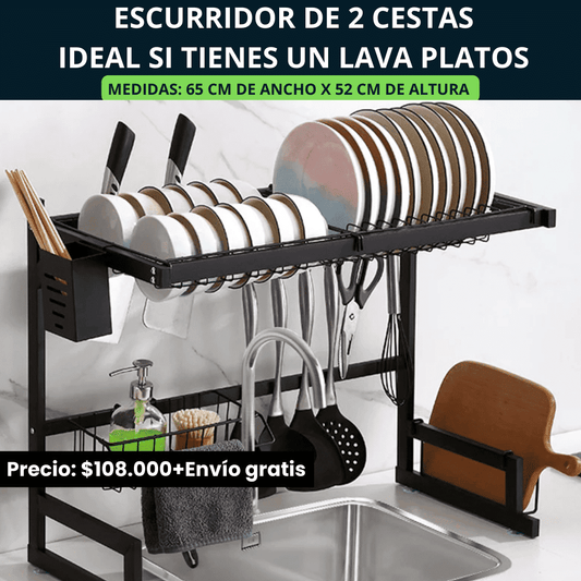 Escurridor y organizador de platos-DrainerPlus Original De Acero Inoxidable